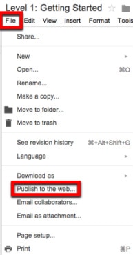File>Publish to the Web