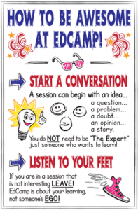 How to Be Awesome at #EdCamp Poster | www.ShakeUpLearning.com | #edchat #hackpd #teaching