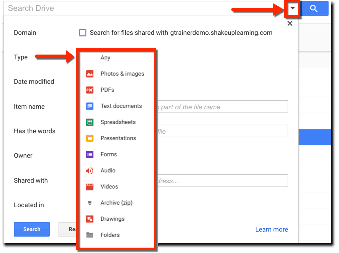 how to search for specific file type in google