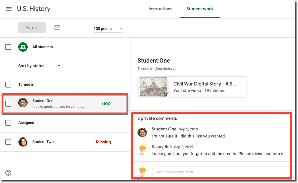 google classroom chat