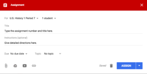 Creating Assignments in Google Classroom