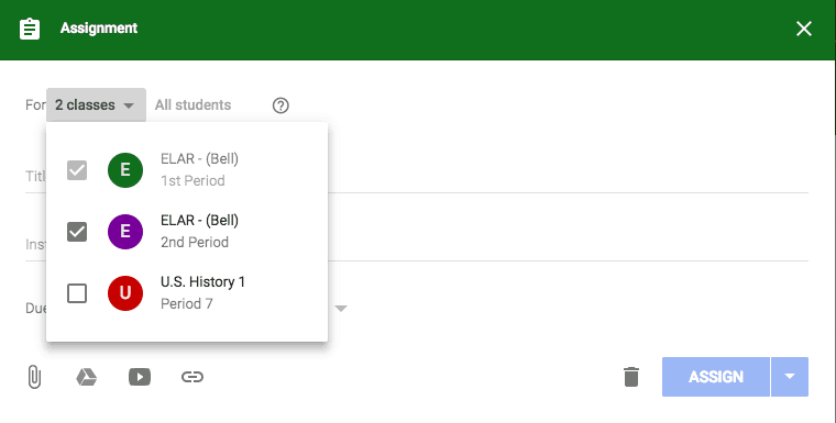 Google Classroom Assign to Multiple Classes