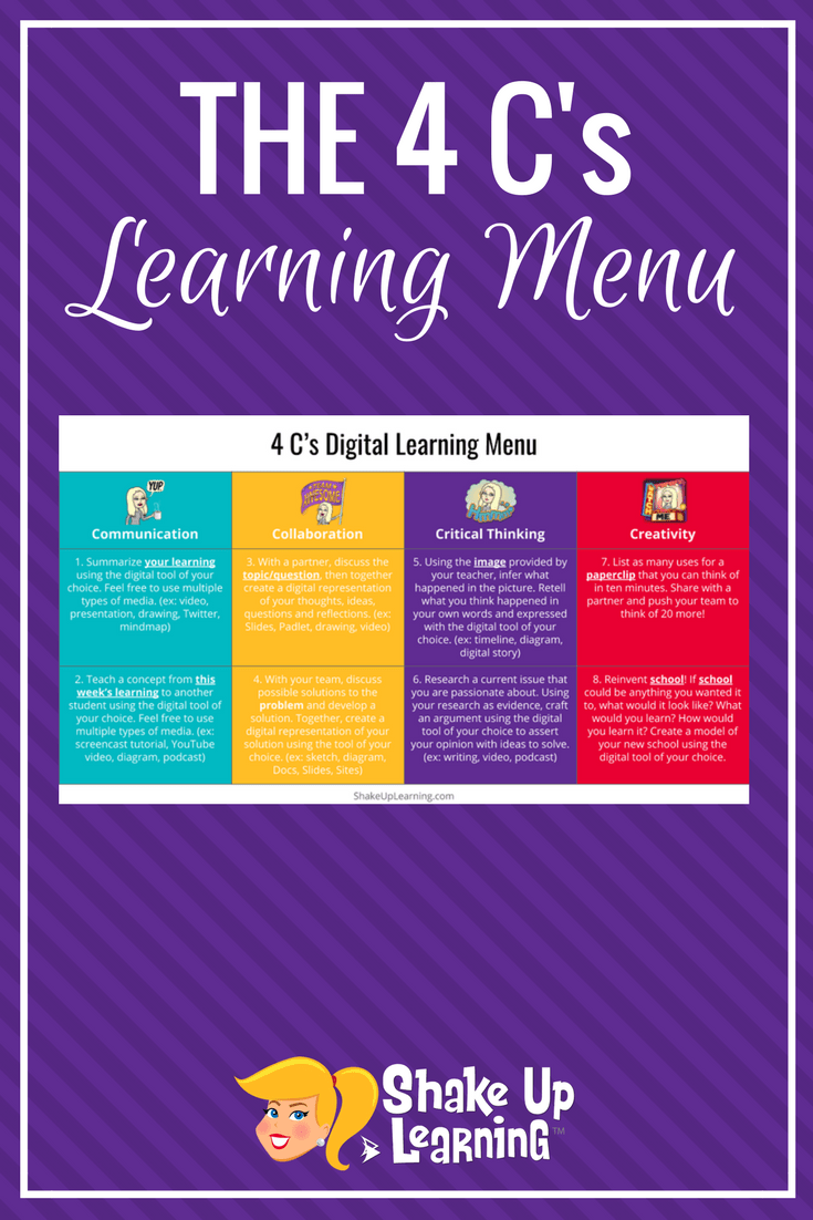 Empower Your Students with The 4 C's Learning Menu