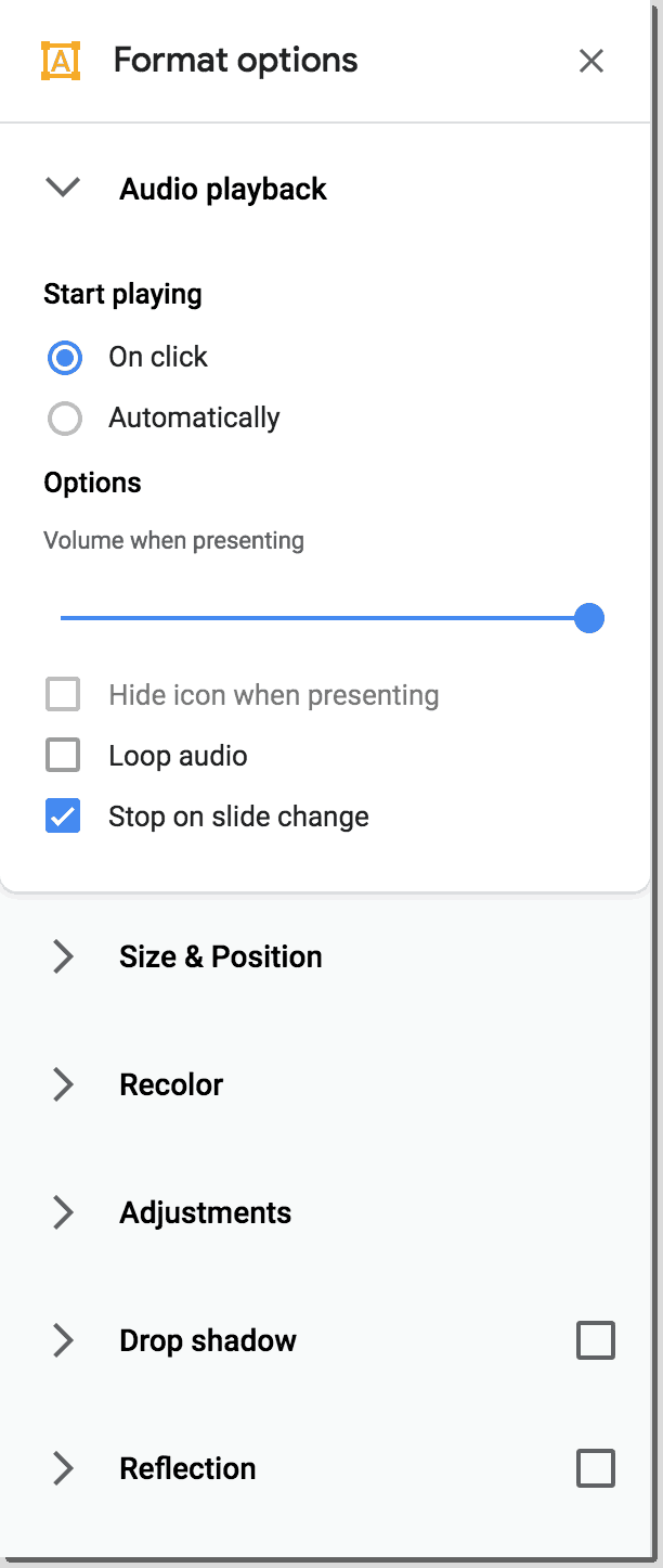 Cómo insertar audio en las diapositivas de Google