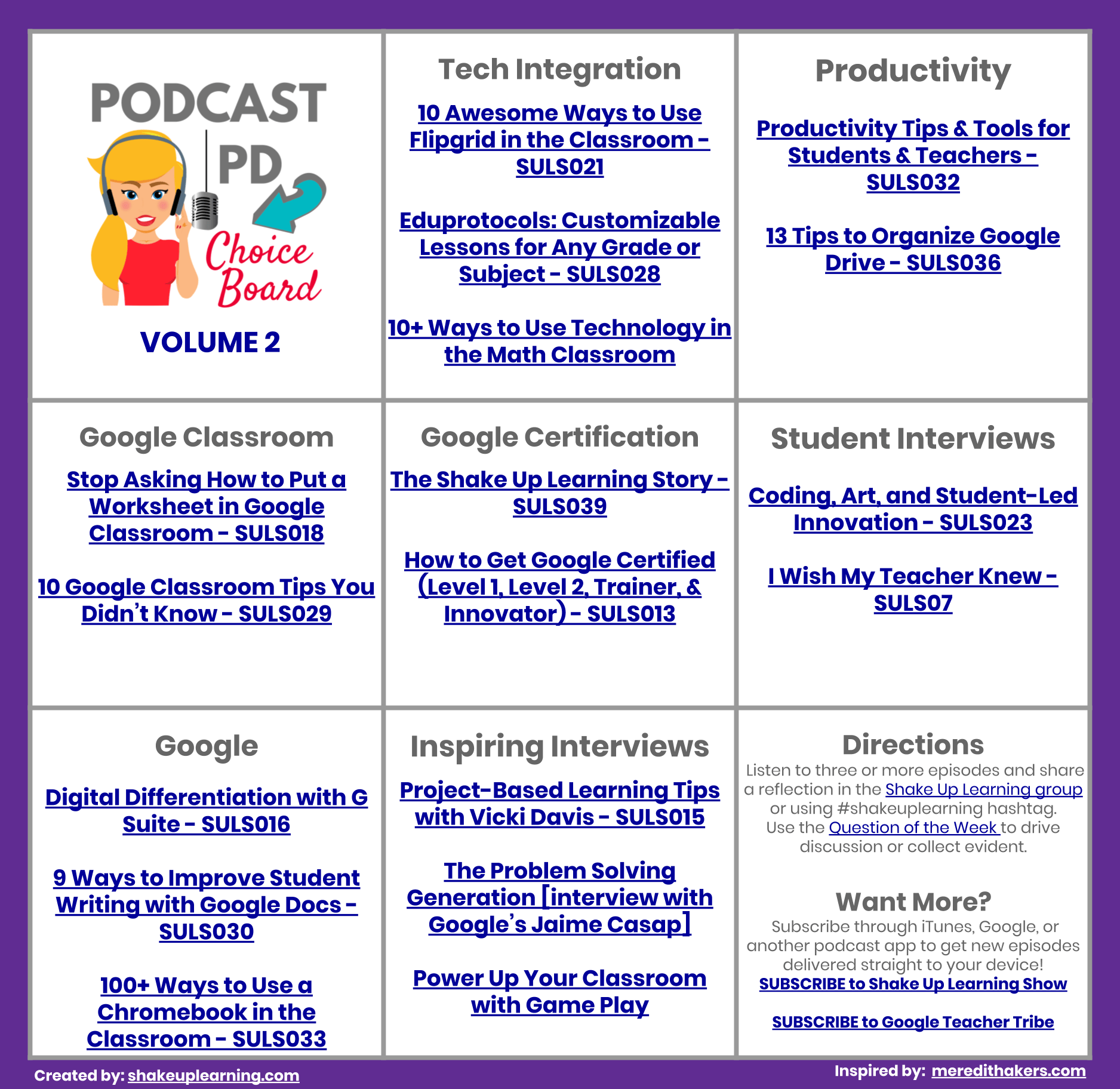 Podcast PD Choice Board for Teachers Vol. 2 (FREE Download!)