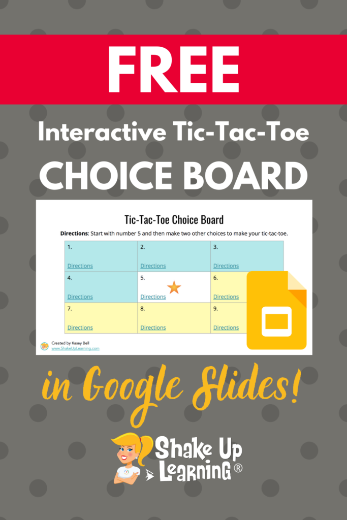 FREE Interactive TicTacToe Choice Board for Google Slides Shake Up