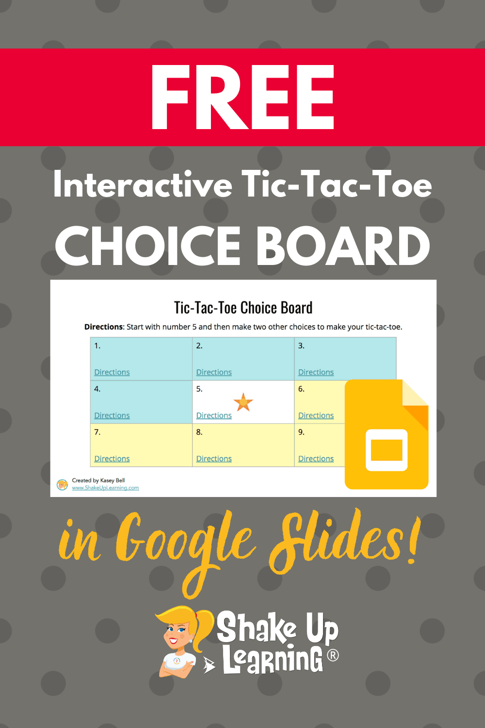 FREE Interactive Tic-Tac-Toe Choice Board for Google Slides Pertaining To Tic Tac Toe Menu Template