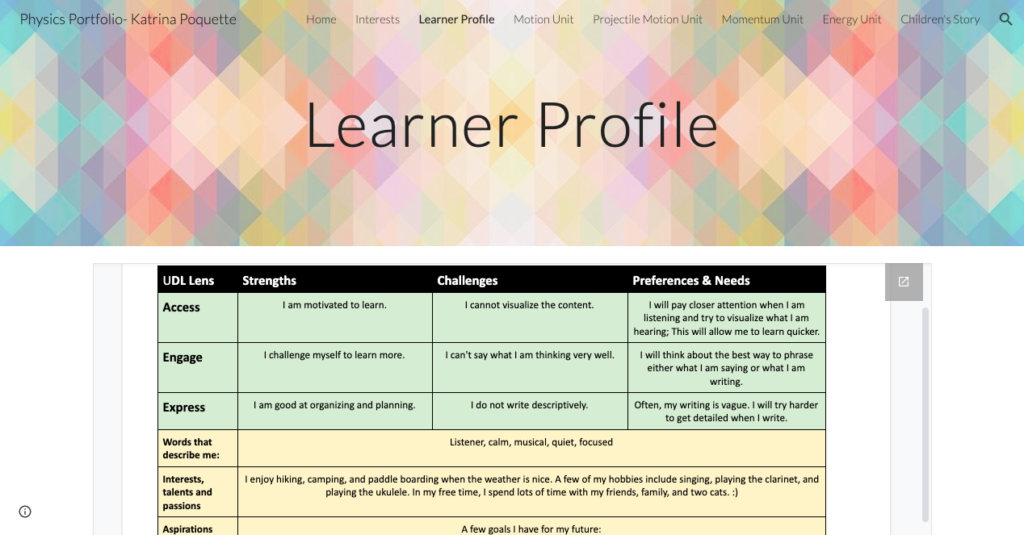 Student Portfolio Template Google Sites