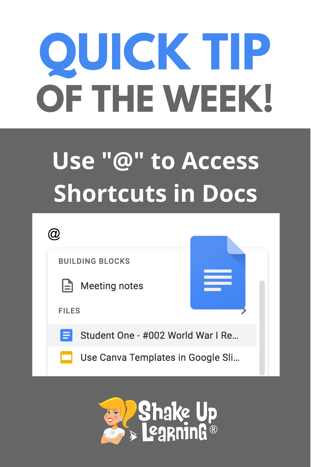Use the “@” Symbol to Insert and Access Shortcuts in Google Docs