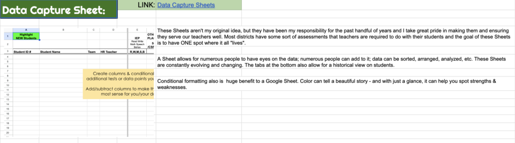 Data Capture Sheet