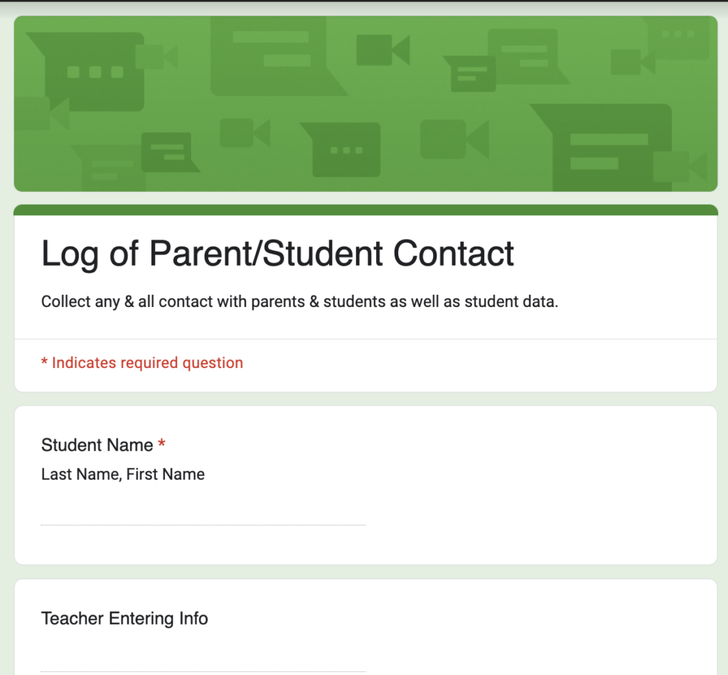 Parent Contact Log